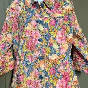 Rebecca Malone:🌼Floral Multicolor Women's Jacket 3/4 Sleeves XLP